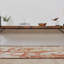 Tapis beige / rouge en laine tissé à la machine à motif abstrait Anaan-18057806