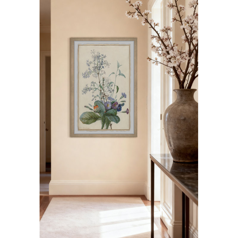 "Un bouquet de fleurs avec des insectes", reproduction encadrée, H 36 po x l 24 po
