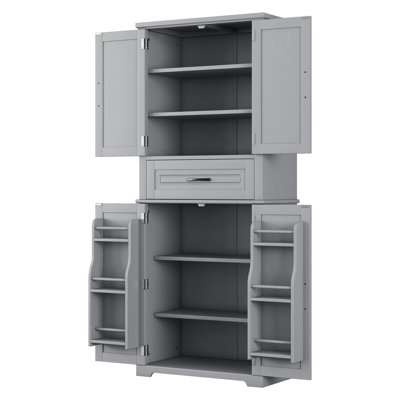 Kitchen Pantry Storage Cabinet With Multi-Functional Storage Space,The Middle Big Drawer  With Slide Rails, Adjustable Shelf