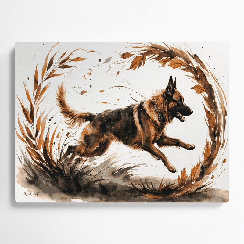 Chiens belges Malinois, art mural en métal gris, H 12 po x l 18 po