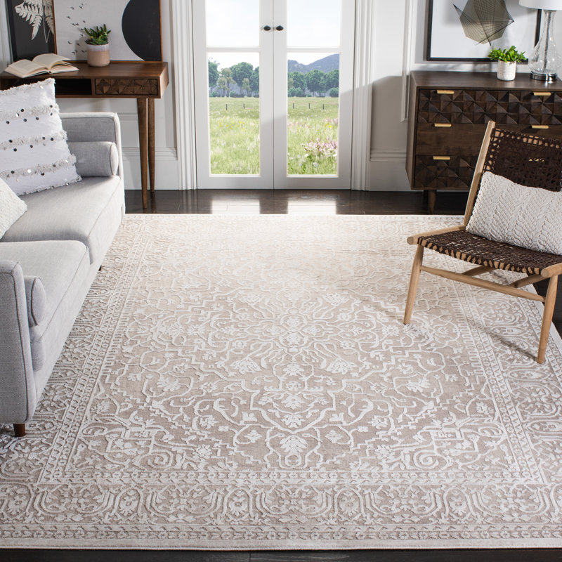 Calidia Oriental Beige/Cream Area Rug, Rectangle 9' x 12'