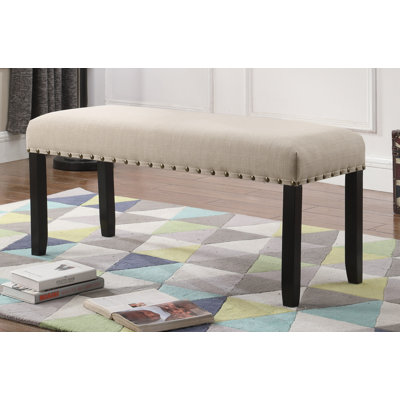 Banc de salle à manger en tissu Biony avec garniture cloutée