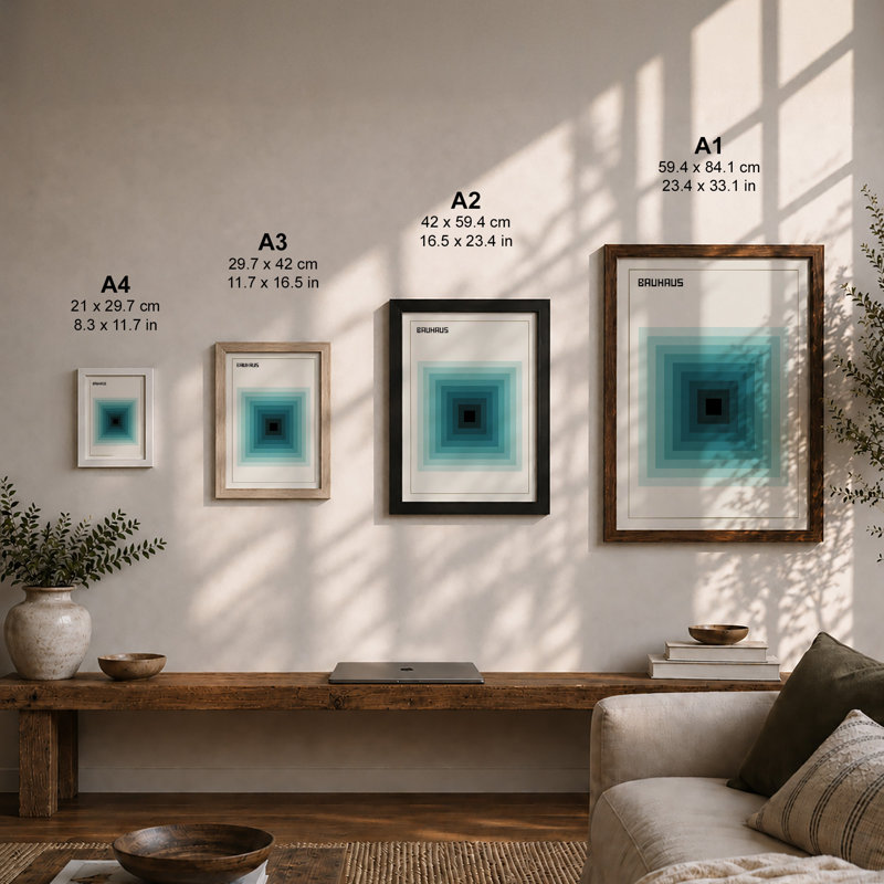 Nested Squares Geometric - Print, A3 - 42.0 x 29.7 cm, White