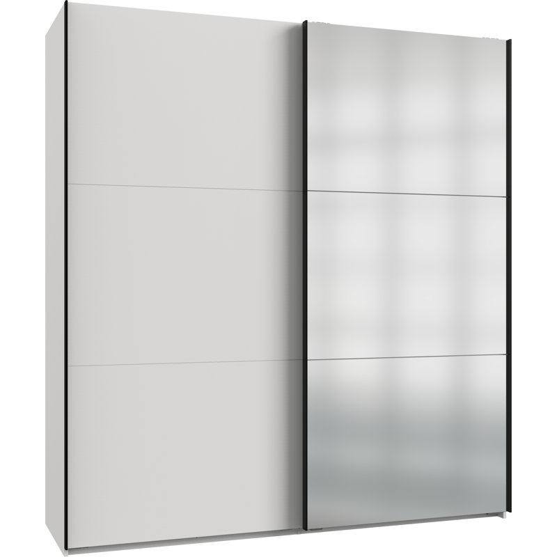 Guardino 2 Door Wardrobe, White, 236cm H x 200cm W x 65cm D