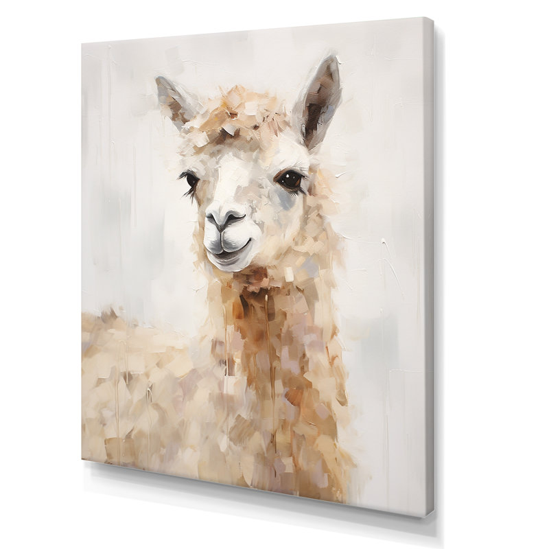 " Minimalism Alpaca Grunge I ", Wrapped Canvas, 44" H x 34" W