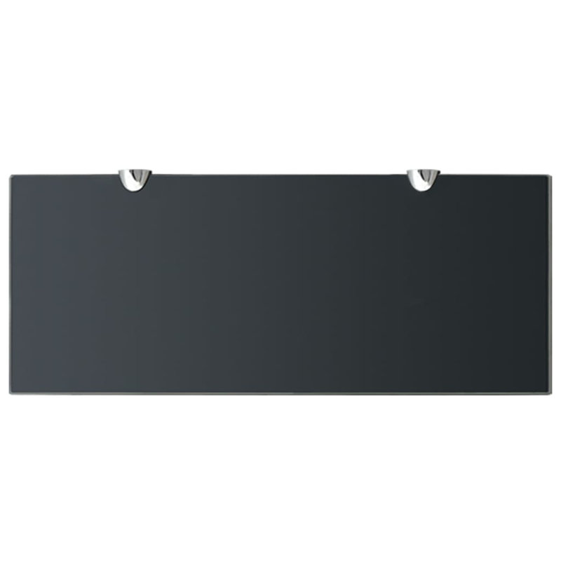 2 Piece Glass Floating Shelf, Black, 0.8cm H x 50cm W x 20cm D