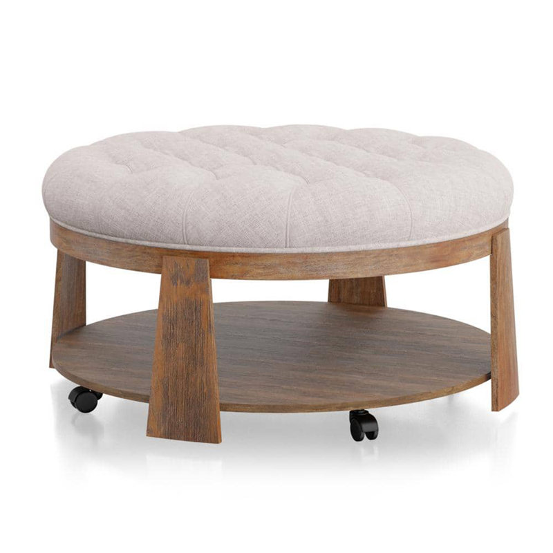 Brenai Upholstered Ottoman, Beige 