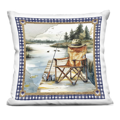 Coussin décoratif à pois dans un paysage champêtre par Steve Toole