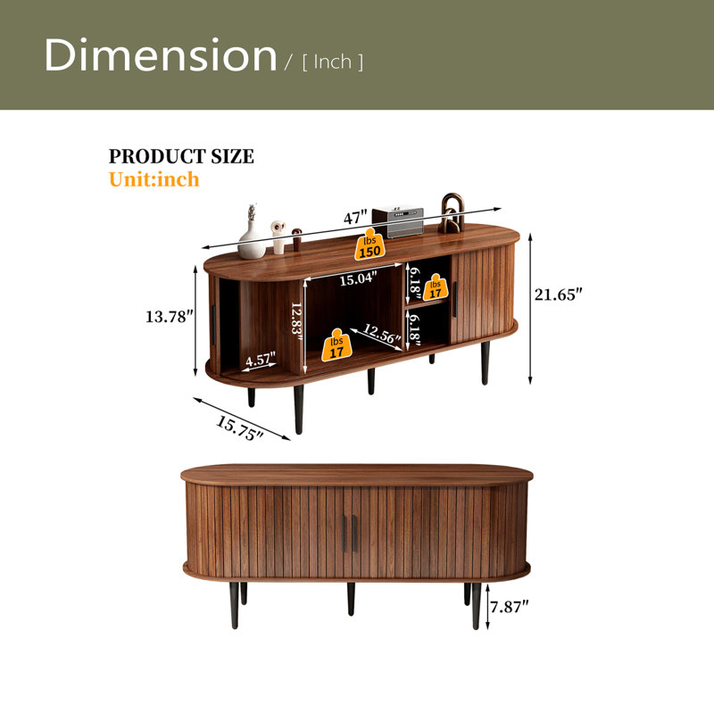 TV Stand, 47" Modern TV Console Table With Storage Compartment And Sliding Door, Gaming Entertainment Center With Cabinet