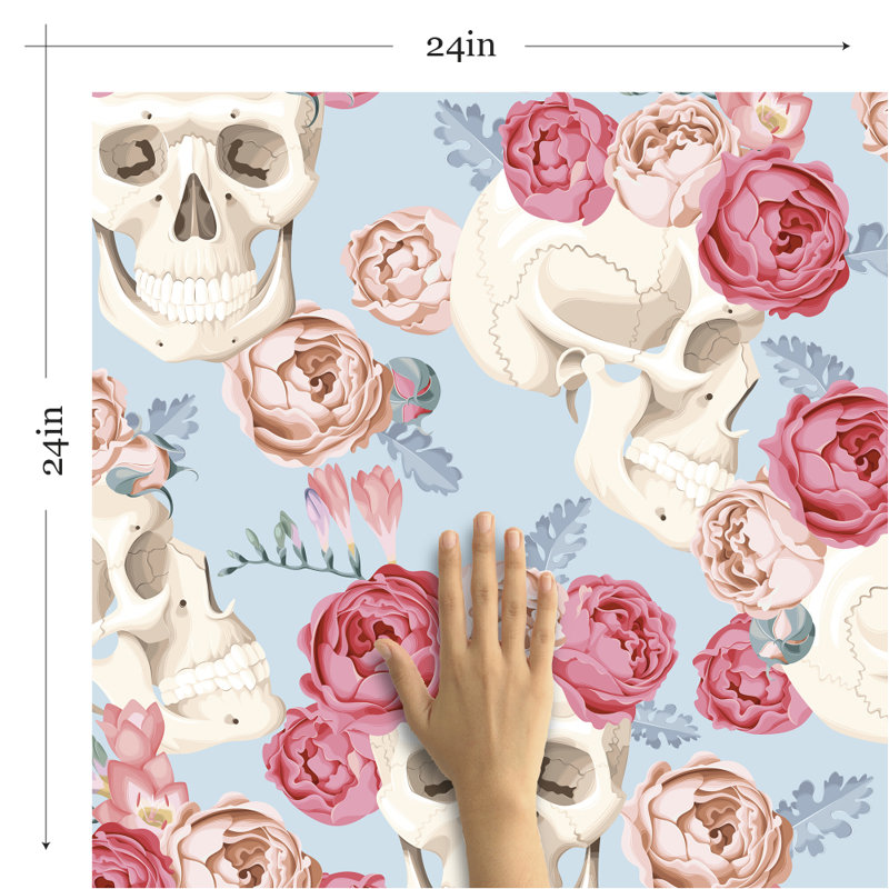 Panneau de papier peint amovible Katie Skulls, L 102 po x l 24 po