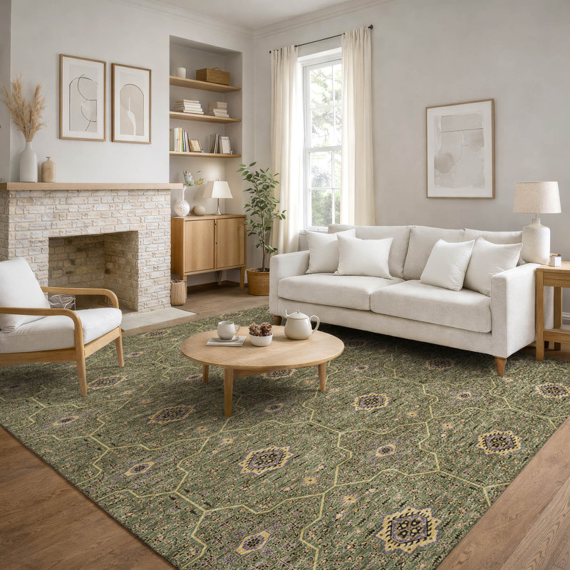 Premium Machine Washable Mayfield AMF2409 Oriental Rug, 8' x 10', Olive