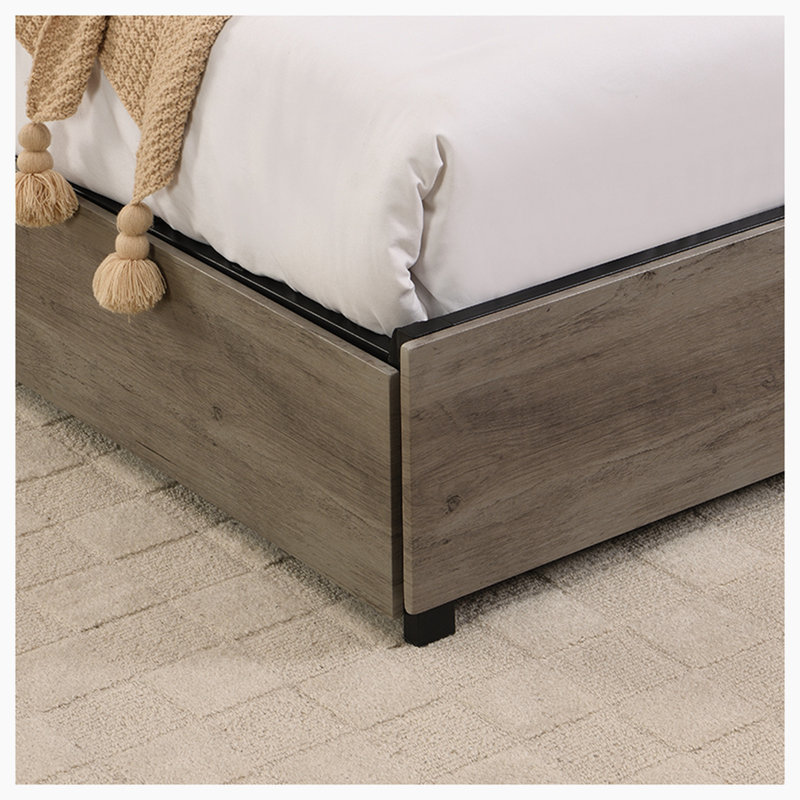 Lit de rangement avec station de charge, Gris antique, Grand lit