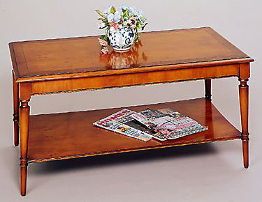 Tarporley Solid Wood Four Leg Coffee Table with Storage, Yewtree