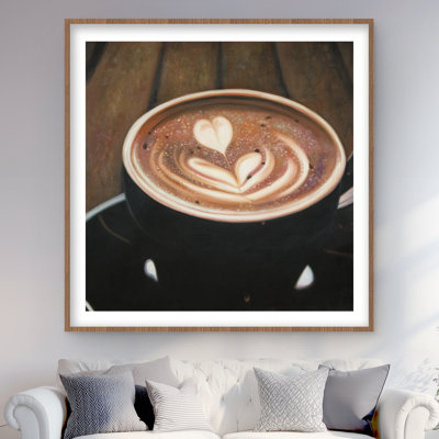 Artistic cappuccino - Brown Food Matted Print for Home Decor