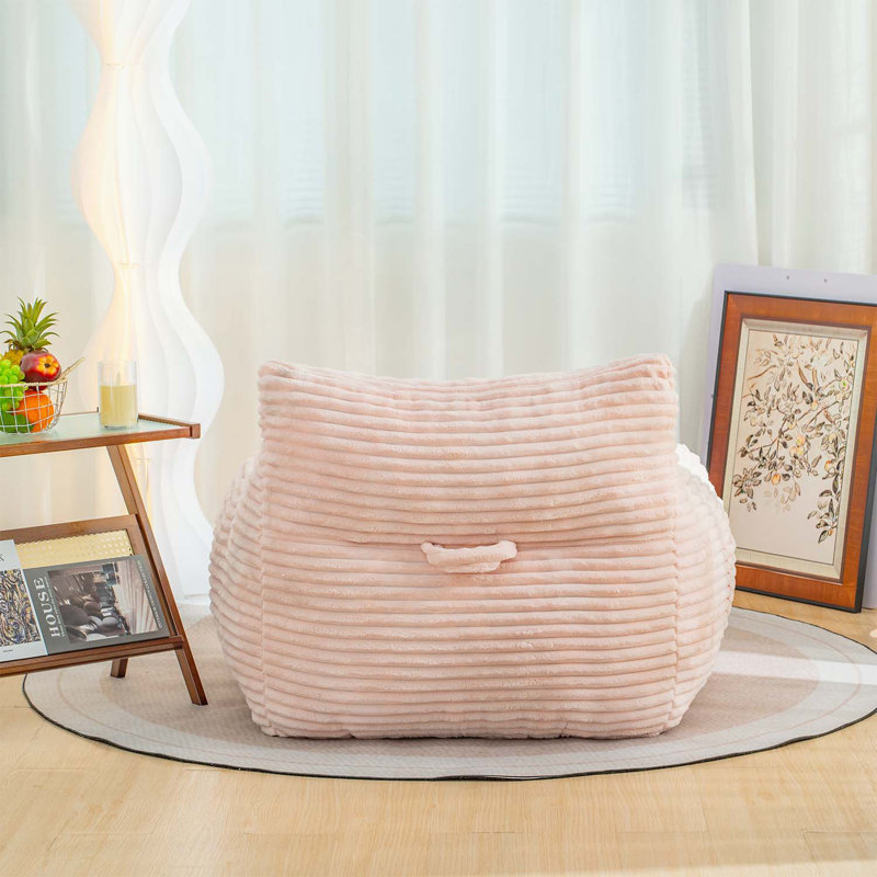 Fauteuil à billes surdimensionné relaxant pour un confort et des loisirs ultimes, Velours côtelé rose
