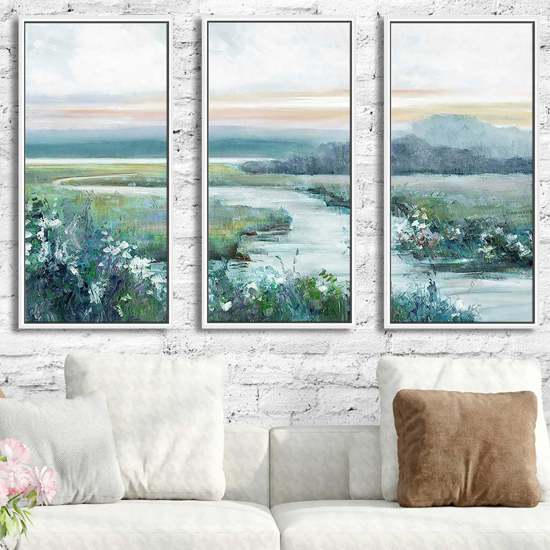 «Eternity In Twilight», peinture sur toile flottante 3 pièces, L 52,5 po x H 33,5 po