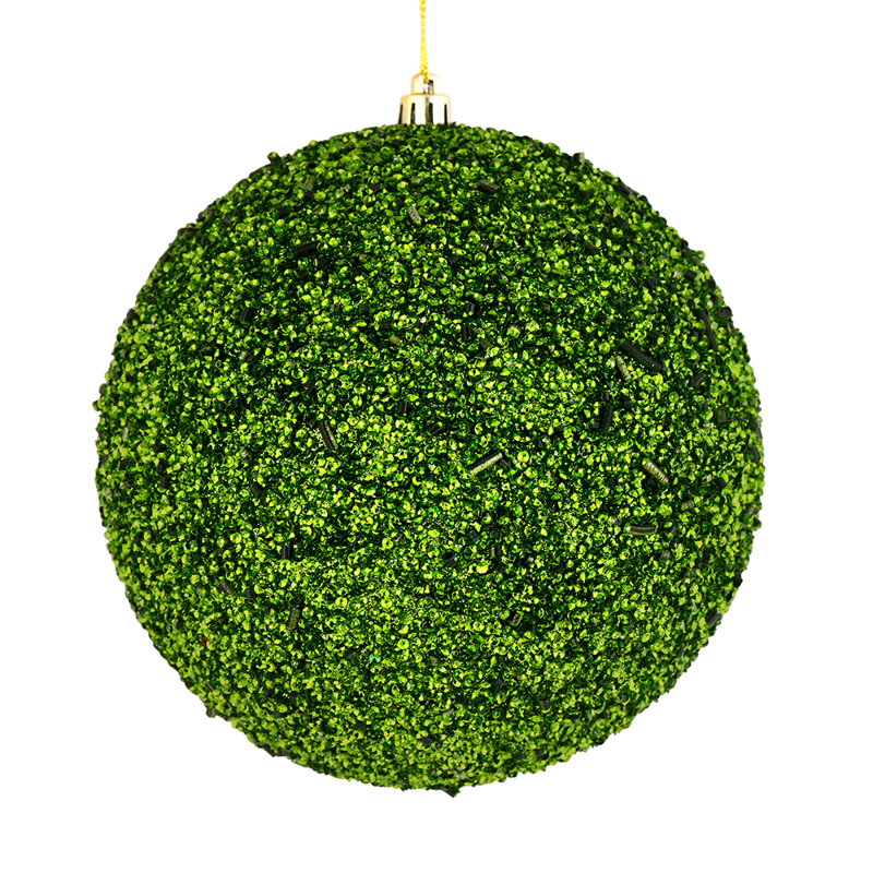 Ornement boule perlé, Vert mousse
