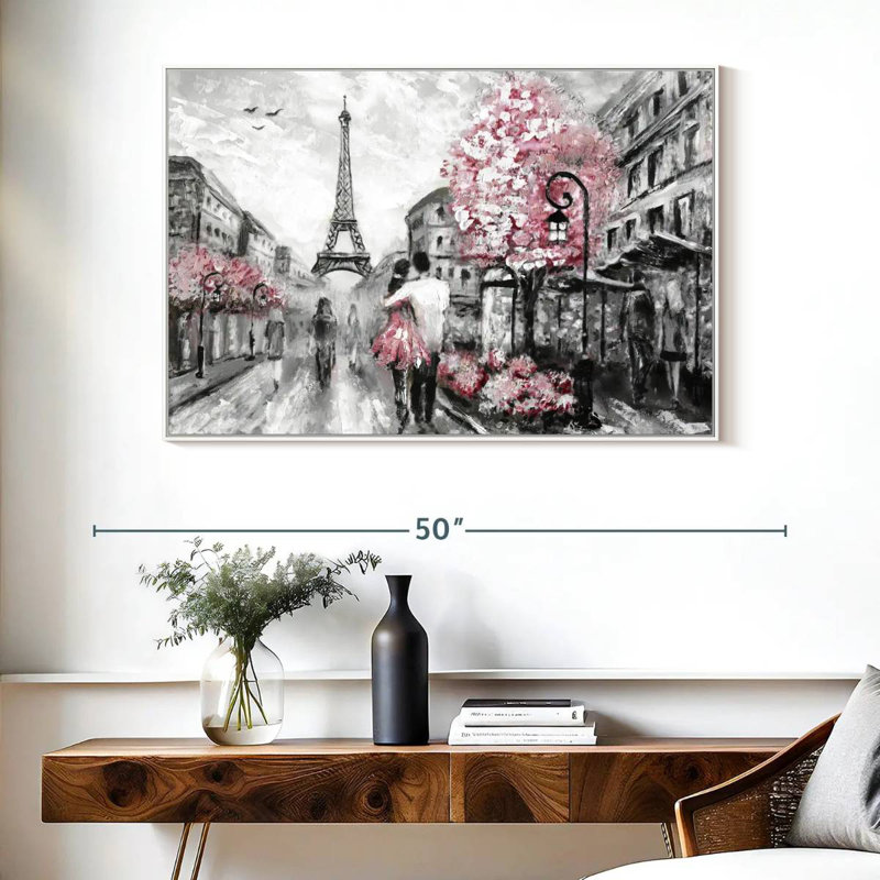 Rose Paris, Cadre flottant blanc, 40 po x 27 po