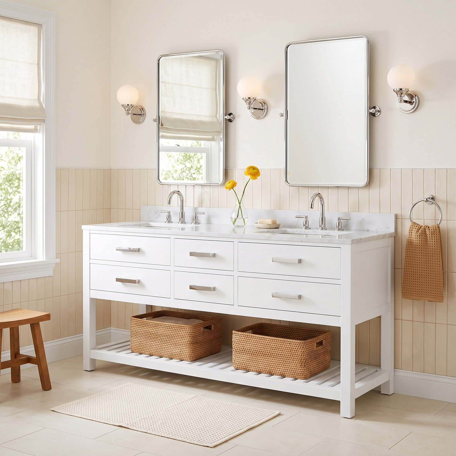 Cronin 72'' Double Bathroom Vanity, Pure White