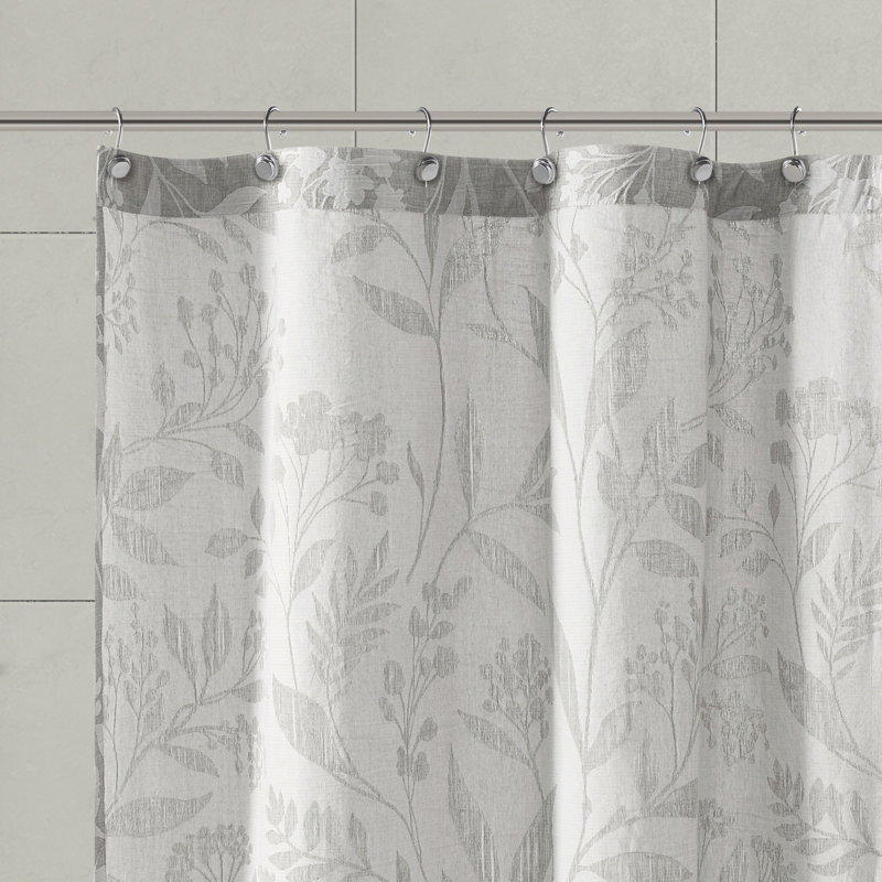 Taupe Cotton Floral Matelassé Shower Curtain