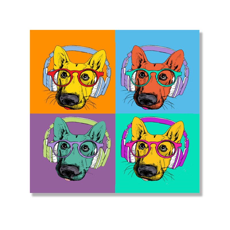 Chien dj - reproduction sans cadre, Plastique / acrylique, H 24 po x l 24 po