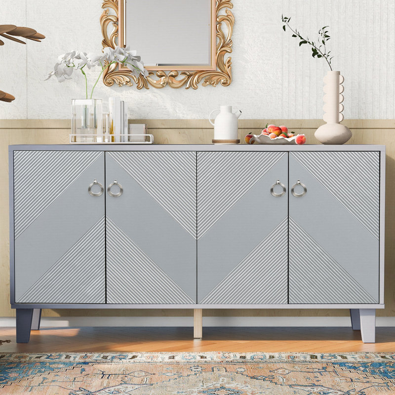 Armoire légère de luxe ornée de motifs géométriques, convient, Argent argent