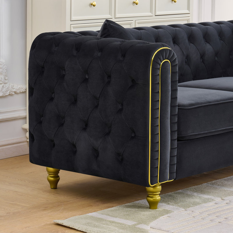 Ensemble de fauteuils Chesterfield, Noir