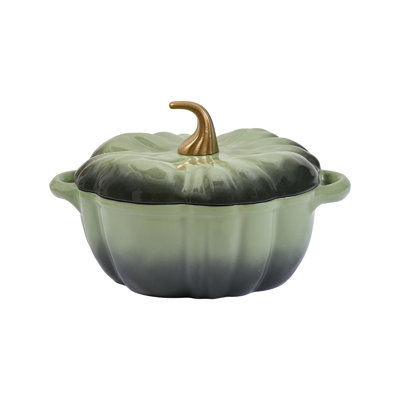 Enamelled Cast Iron Pumpkin Dutch Oven with Lid and Handles