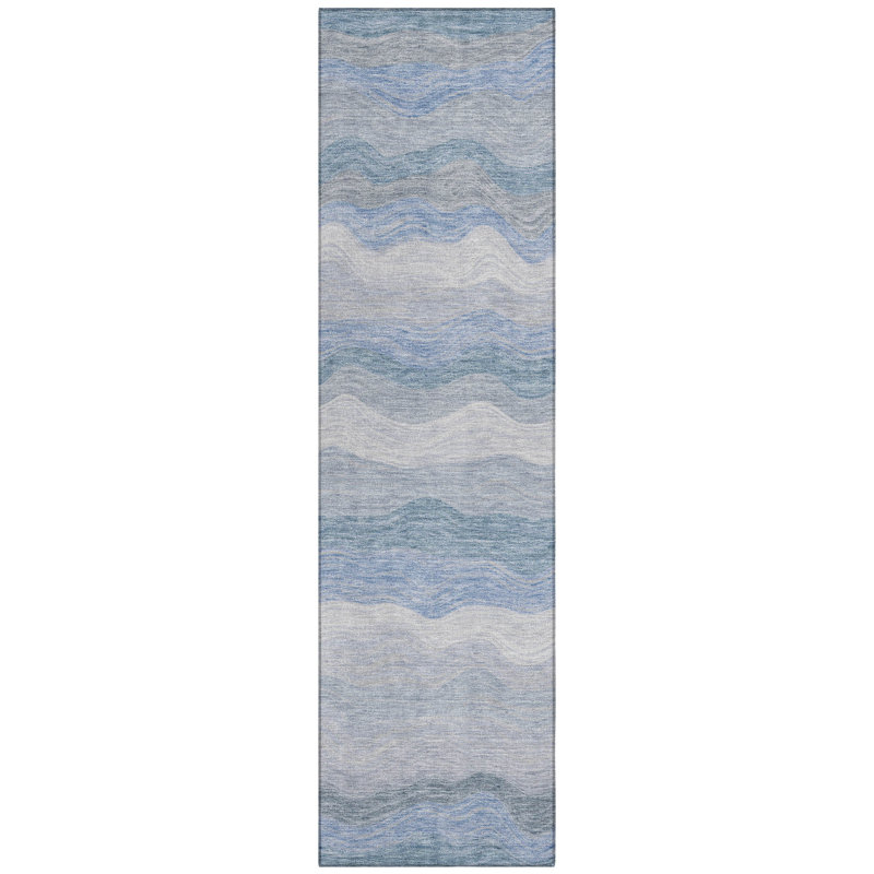 Machine Washable Indoor/Outdoor Lanphear ACN2397 Stripes Rug, Runner 2'3" x 7'6"