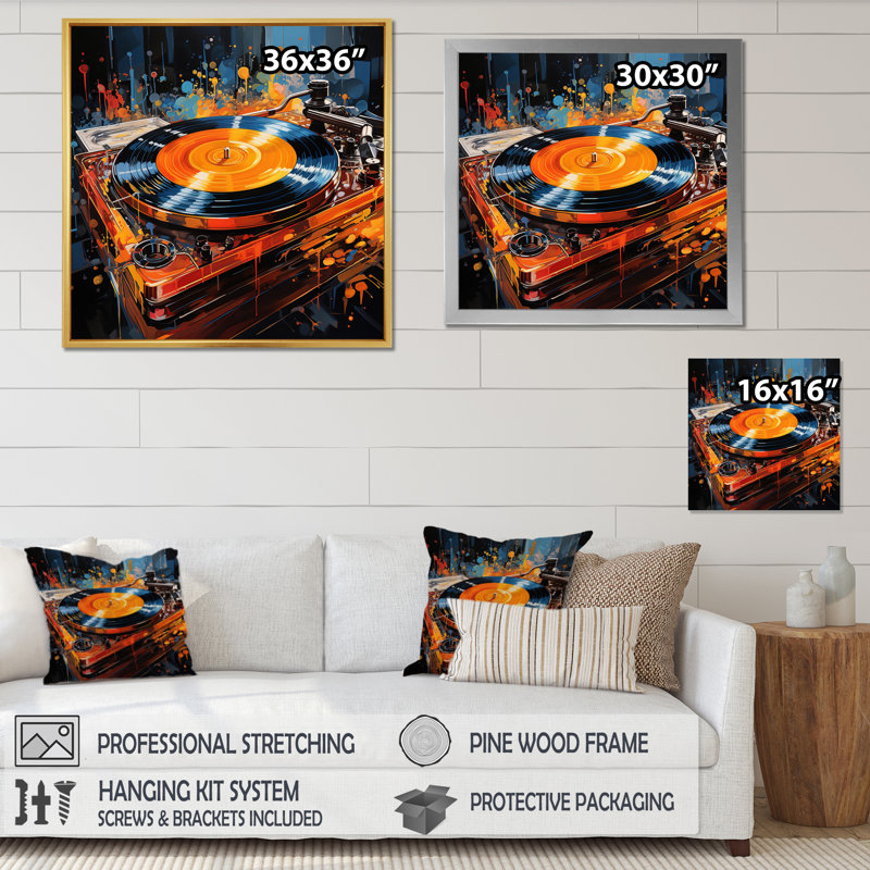 Vinyle, disque vinyle, résilience I - vinyle, art mural, Cadre simple noir, H 16 po x l 16 po x P 1 po