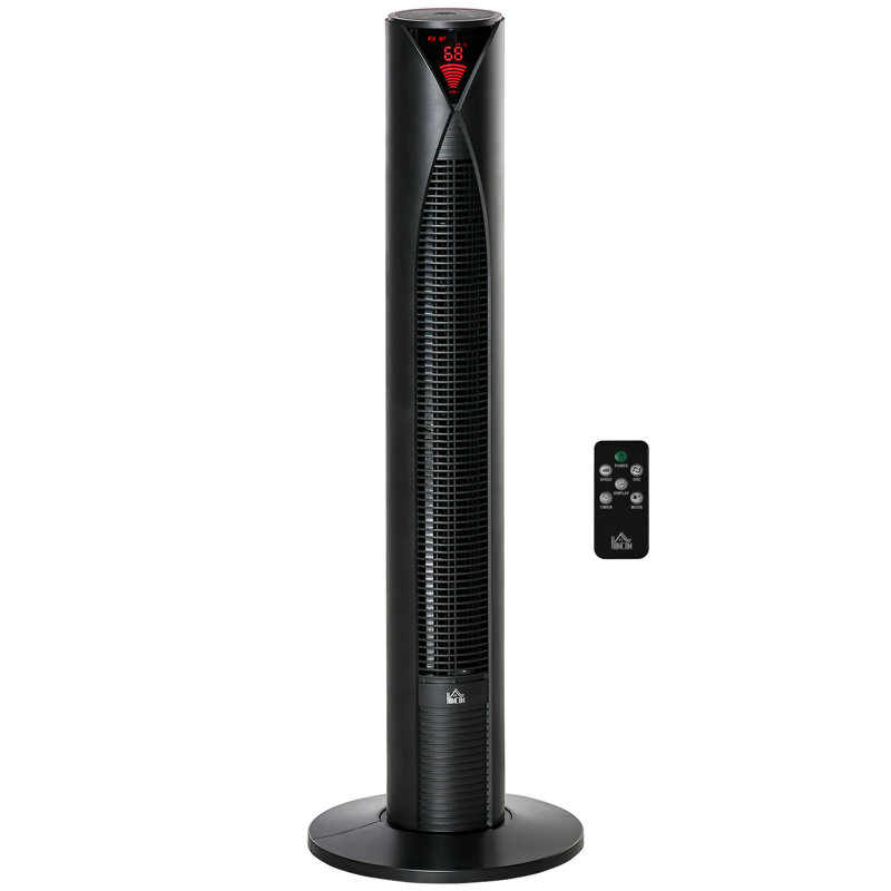 HOMCOM Freestanding Tower Fan Cooling For Bedroom With 3 Speed, 12H Timer, Oscillating, LED Sensor Panel, Remote Controller, Black