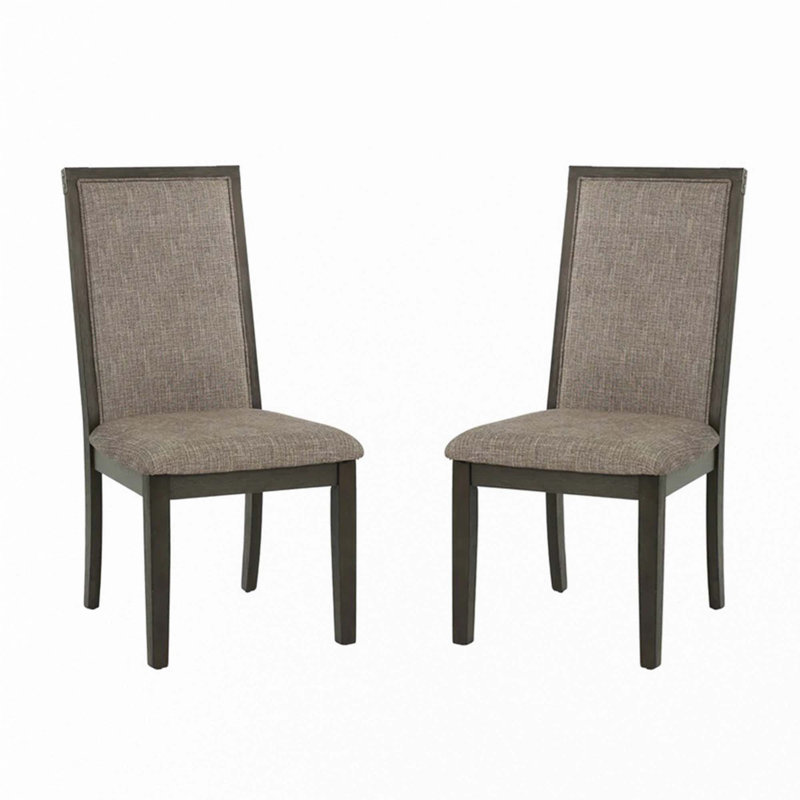 Chaise de salle à manger avec coussin rembourré, gris (ensemble de 2)