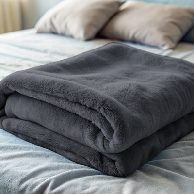 Ultra Soft Plush Faux Fur Reversible Fleece Blanket
