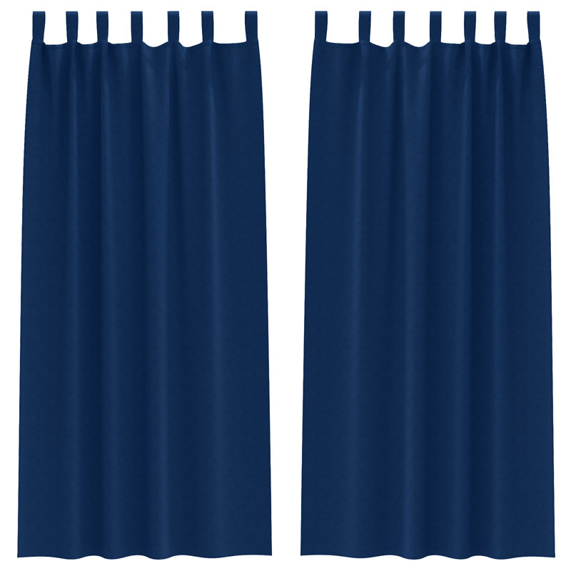 Curtains With Curtains 2 Pcs Polyester, 140cm Width x 260cm Drop, Dark Blue