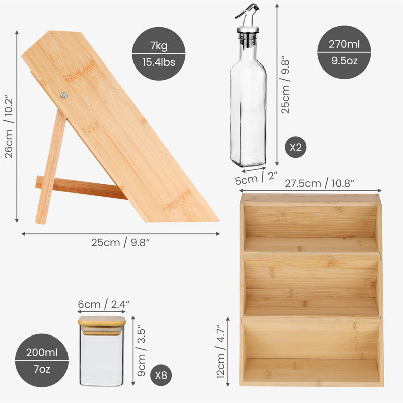 Bamboo Spice Jar & Rack Set