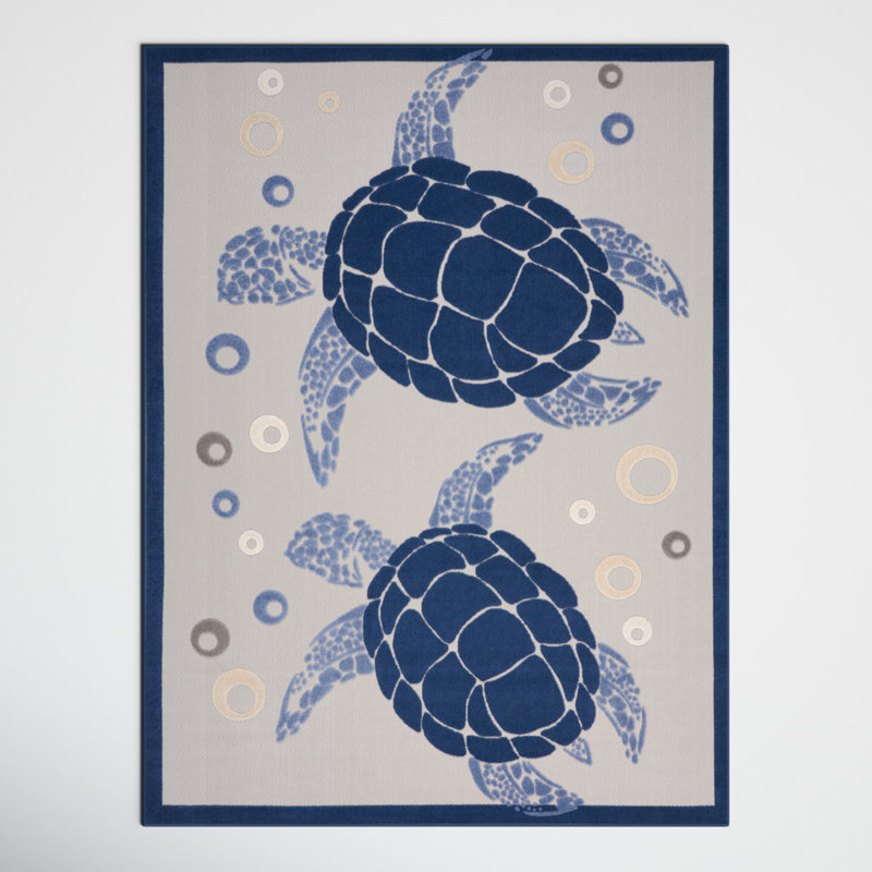 Toxey Animals Blue/Gray/Navy Blue Indoor/Outdoor Area Rug, Rectangle 9' x 12'