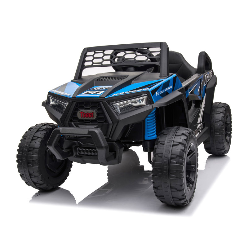 Black 12V Kids Ride-On UTV with LED Lights and Horn