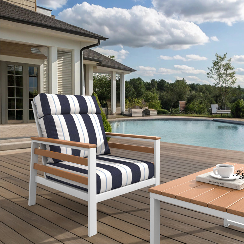 Townsend Metal Outdoor Lounge Club Chair With Sunbrella Cushion