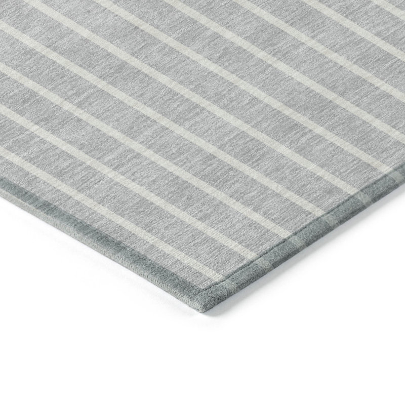 Tapis intérieur lavable rayé argenté 8 pi x 10 pi