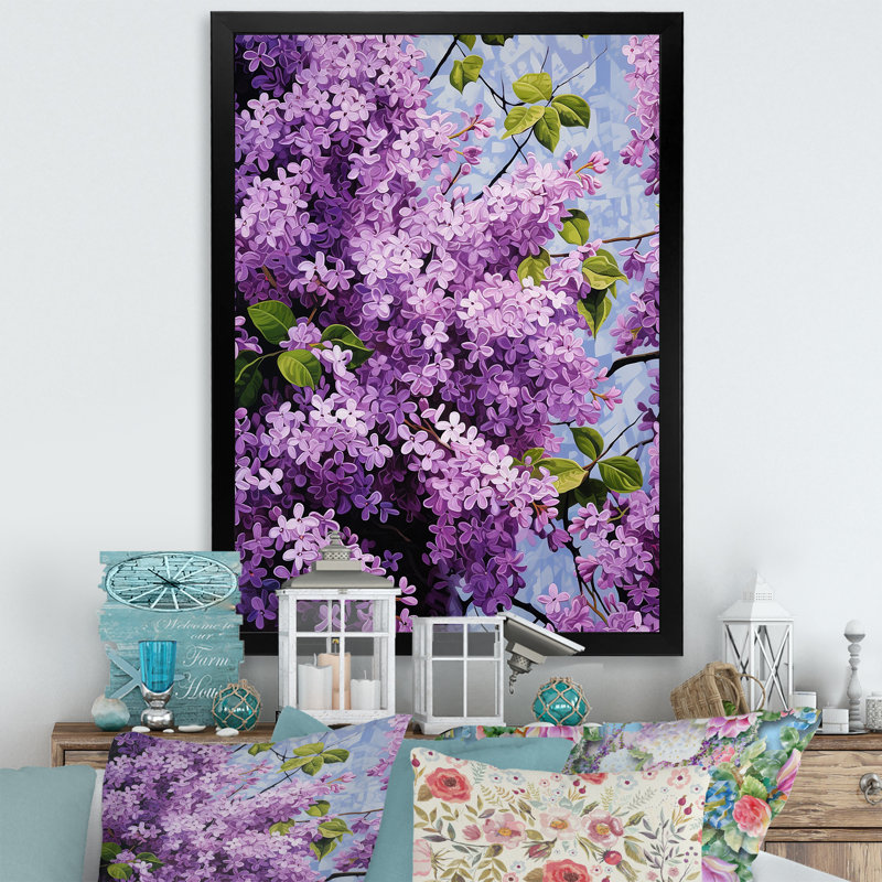 Lilas, minimalisme, rêve sur toile, H 20 po x l 12 po x P 1 po, Cadre simple noir
