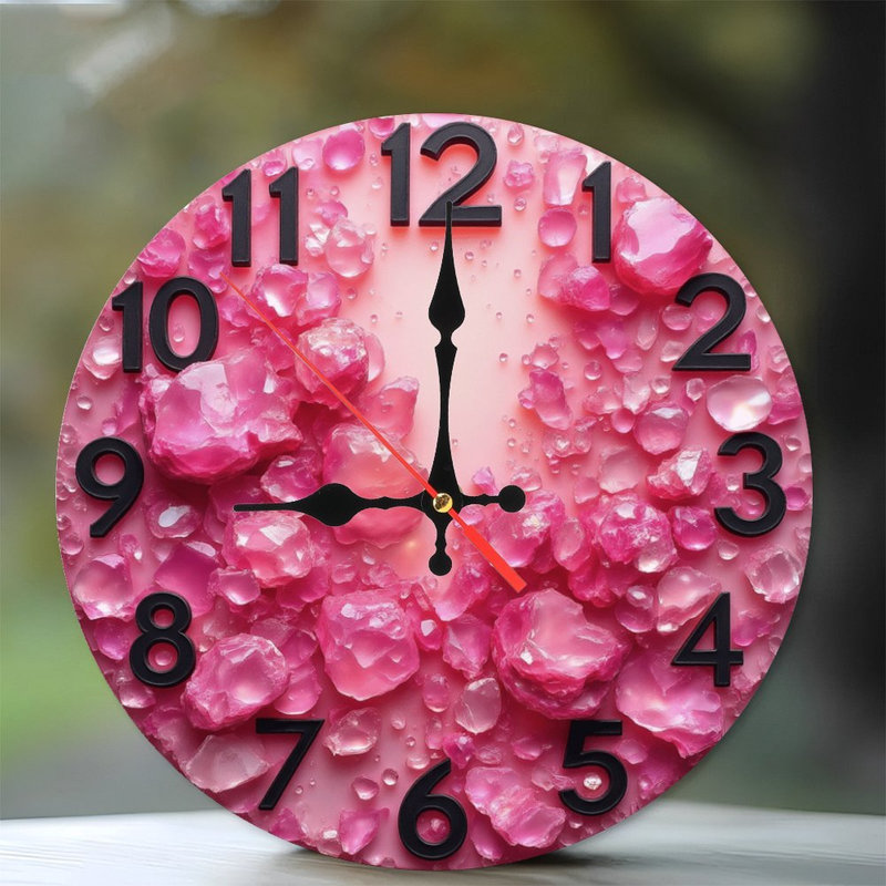 Horloge sur cristaux roses