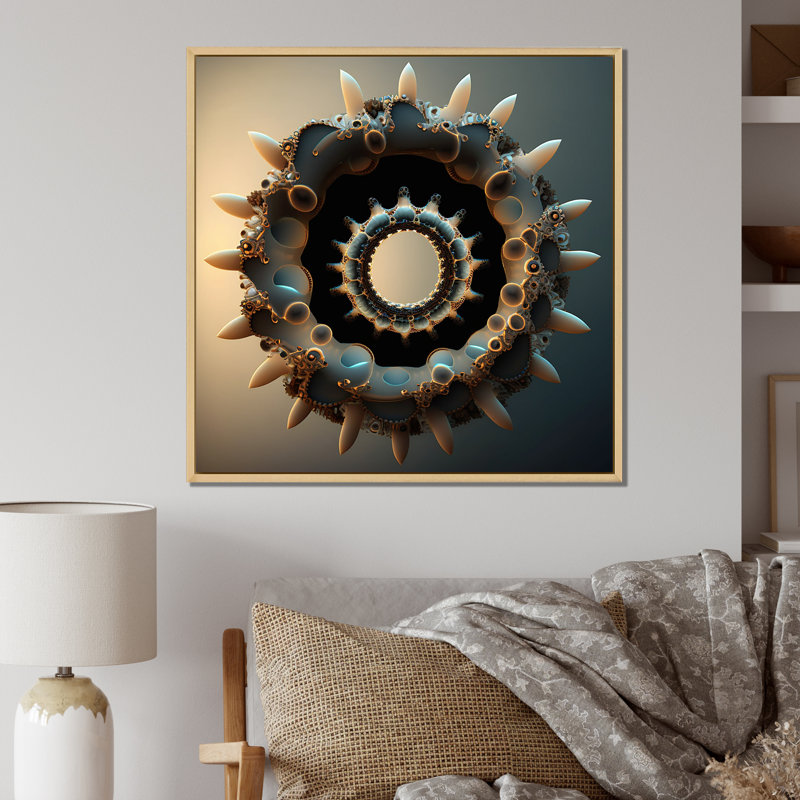 3D Fractal UniverseI sur impression sur toile, H 24 po x l 24 po x P 1 po, Cadre simple noir