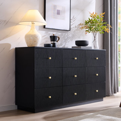 Aberdeen Fluted 9 Dresser for Bedroom, 55" W Tall Dresser Storage Organizer, Modern Bedroom Chest of Drawer with Deep Storage for Closet HallwayEntryw by Mercer41