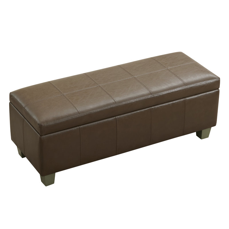 Faux Leather Upholstered Storage Bench, 16.5" H x 51" W x 17.3" D, Coffee