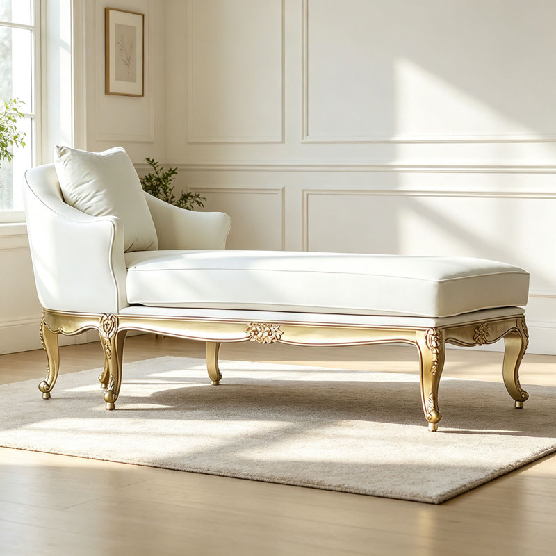 Chaise longue simple en bois massif sculpté