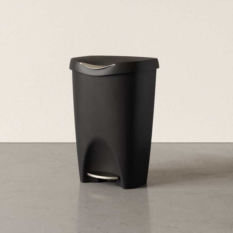 Calhoon Plastic 13 Gallon Step On Trash Can, Black