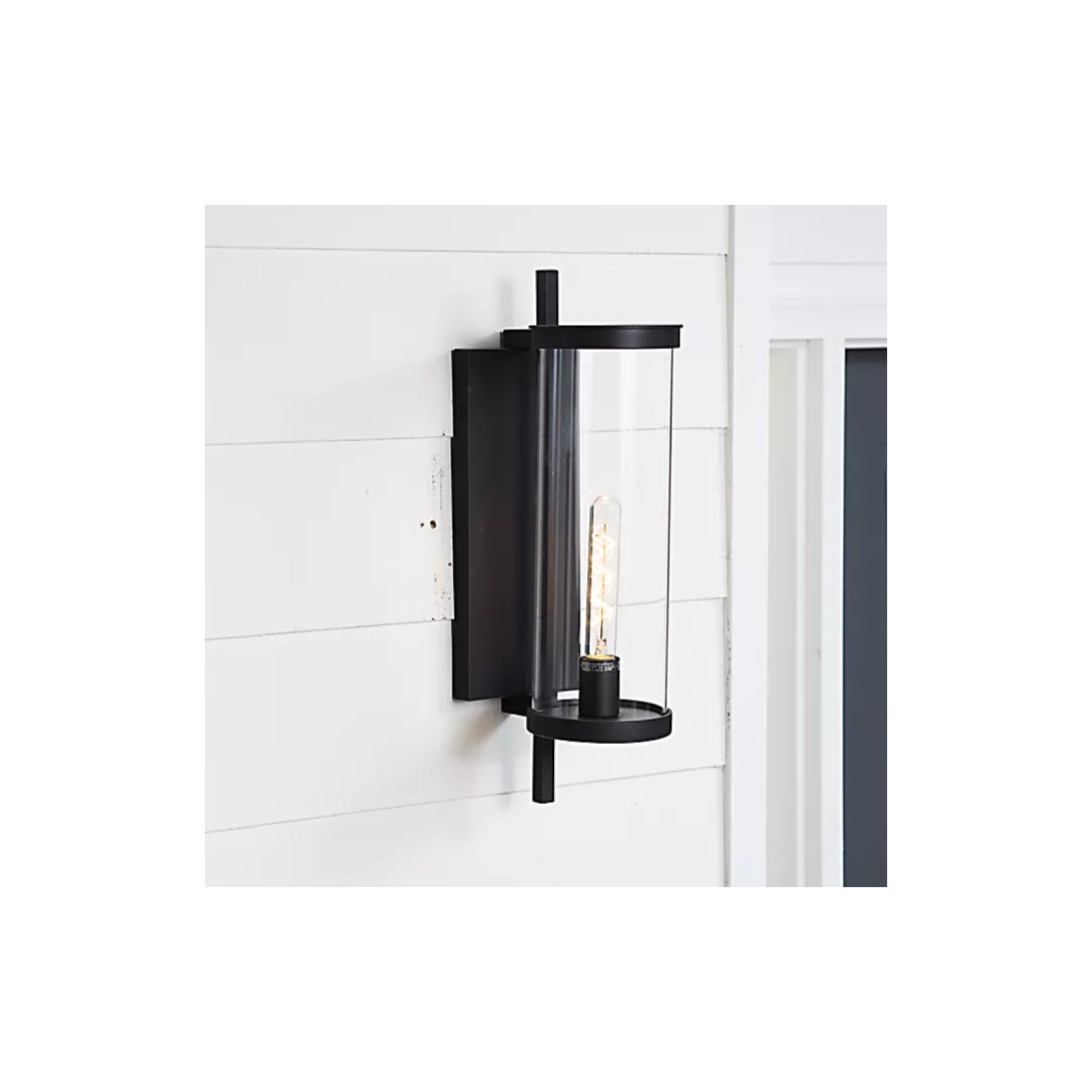 Single Light Cylinder Outdoor Stainless Steel Wall Light, 16.75" H x 5" W x 7.25" D
