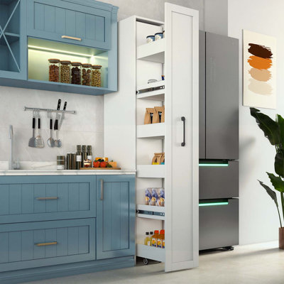 Storage Cabinet,Slim Storage Cart with Wheels,Wood Spice Rack for Small Spaces by George Oliver