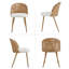 Table de salle à manger extensible en bois massif + chaises de salle à manger en osier brun 2 pièces de style médiéval bohémien avec coussins en éponge blanc doux-129445558