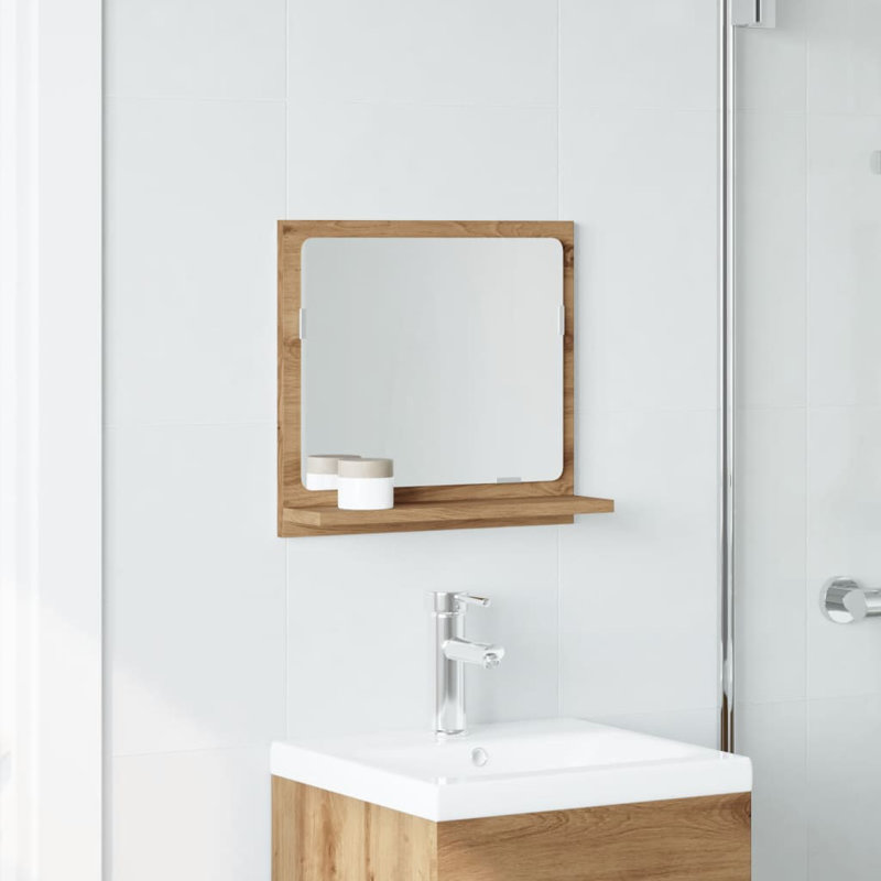 Miroir de salle de bain mural vidaXL, Gris Sonoma, 14,57 po x 15,75 po
